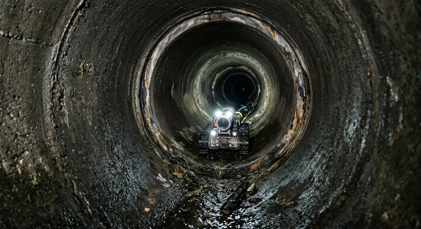 Robotic sewer camera inspecting pipe interior for Sewer Line Repair in Pueblo